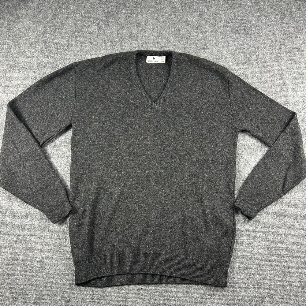 Robert‎ Bruce Sweater Mens 2XLT Gray V Neck Knit Speckled Big Tall Made In USA